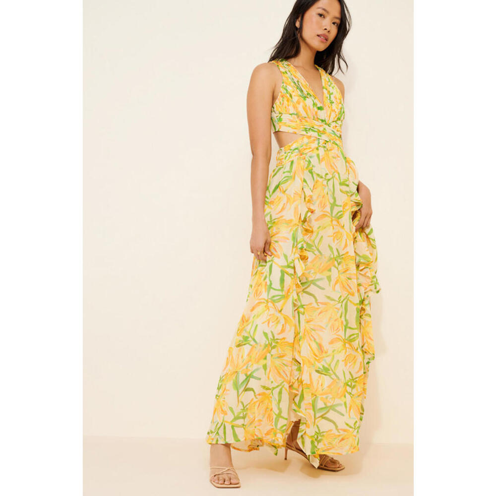 Anthropologie x ASTR The Label - Floral Maxi Dress with Cut-Out Details, Size M